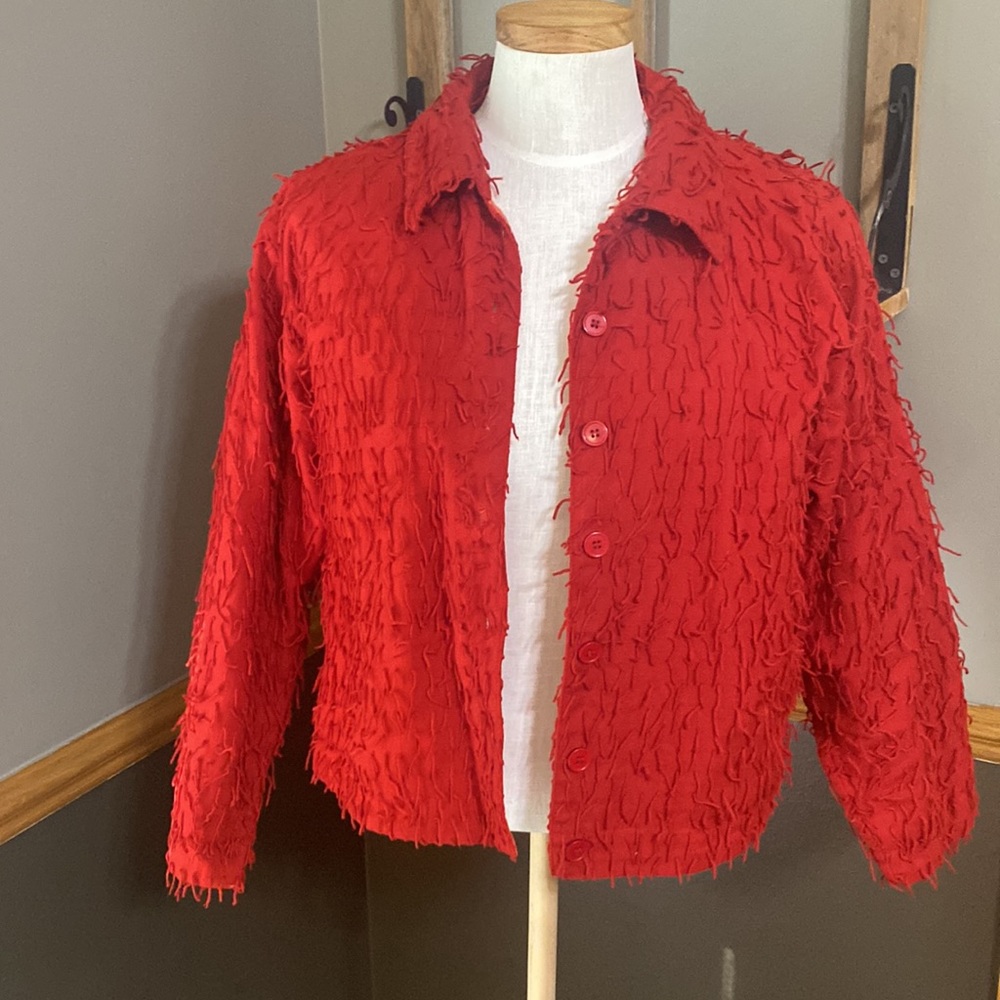 Silver stream vintage red fringe jacket blazer size small